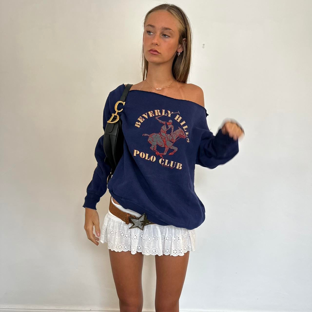 Vintage 90s Beverly Hills Polo Club off shoulder sweatshirt