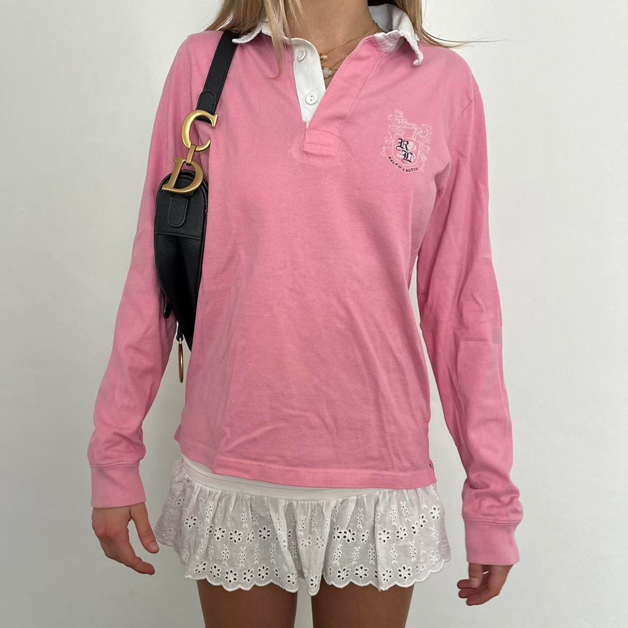 Vintage 90’s rare pink Ralph Lauren long sleeve polo