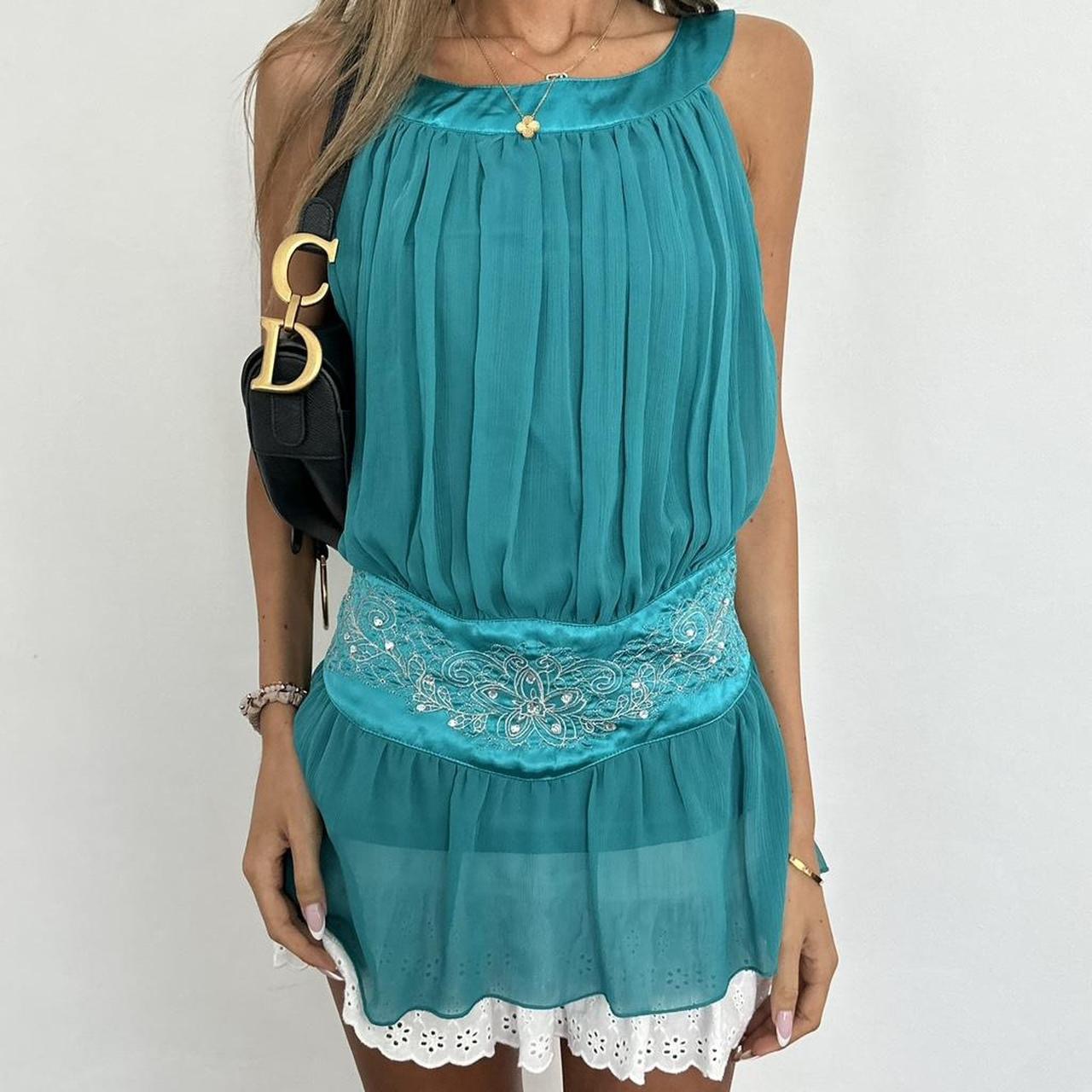 Vintage 90’s aqua blue sequin top