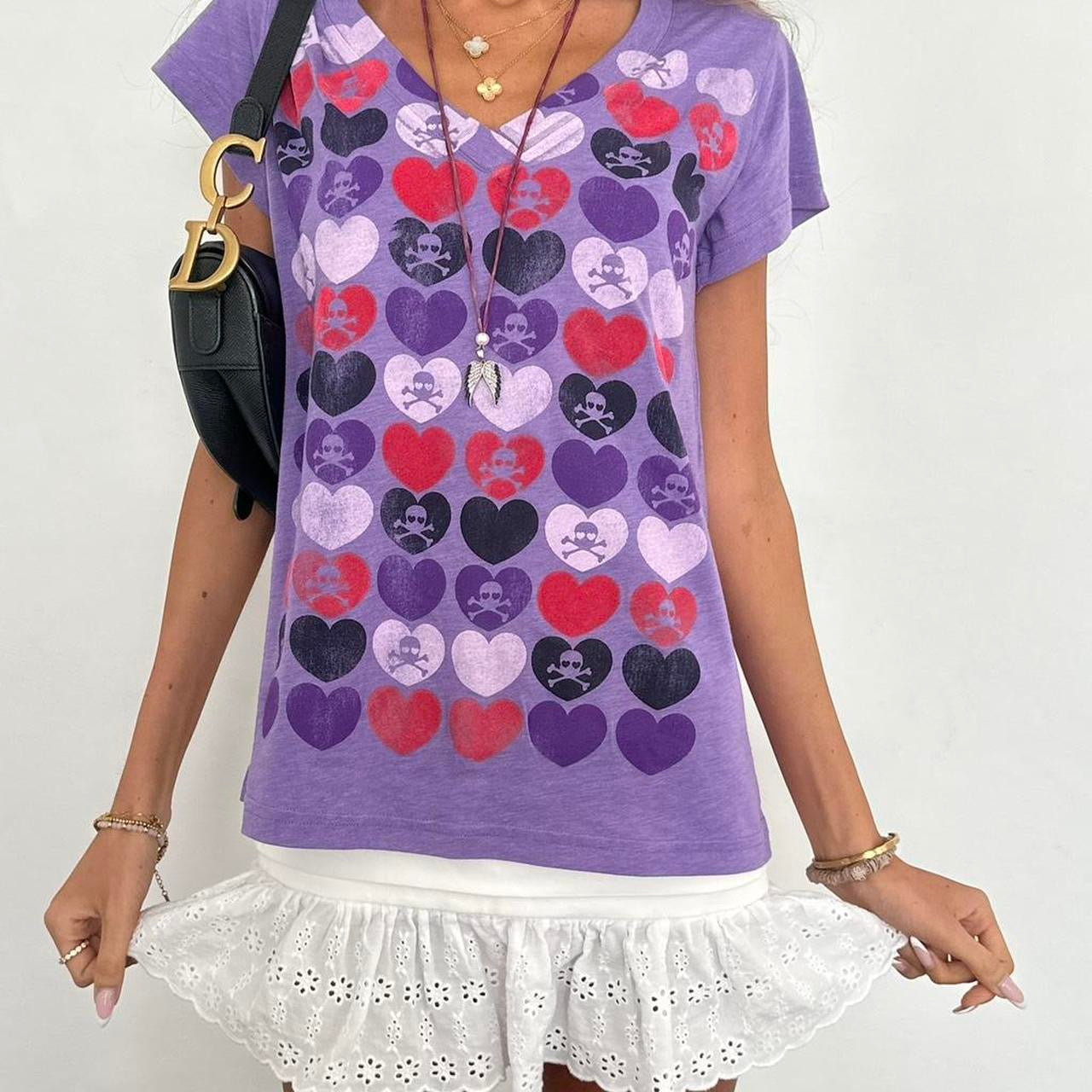 Vintage 00s purple skull and crossbones top