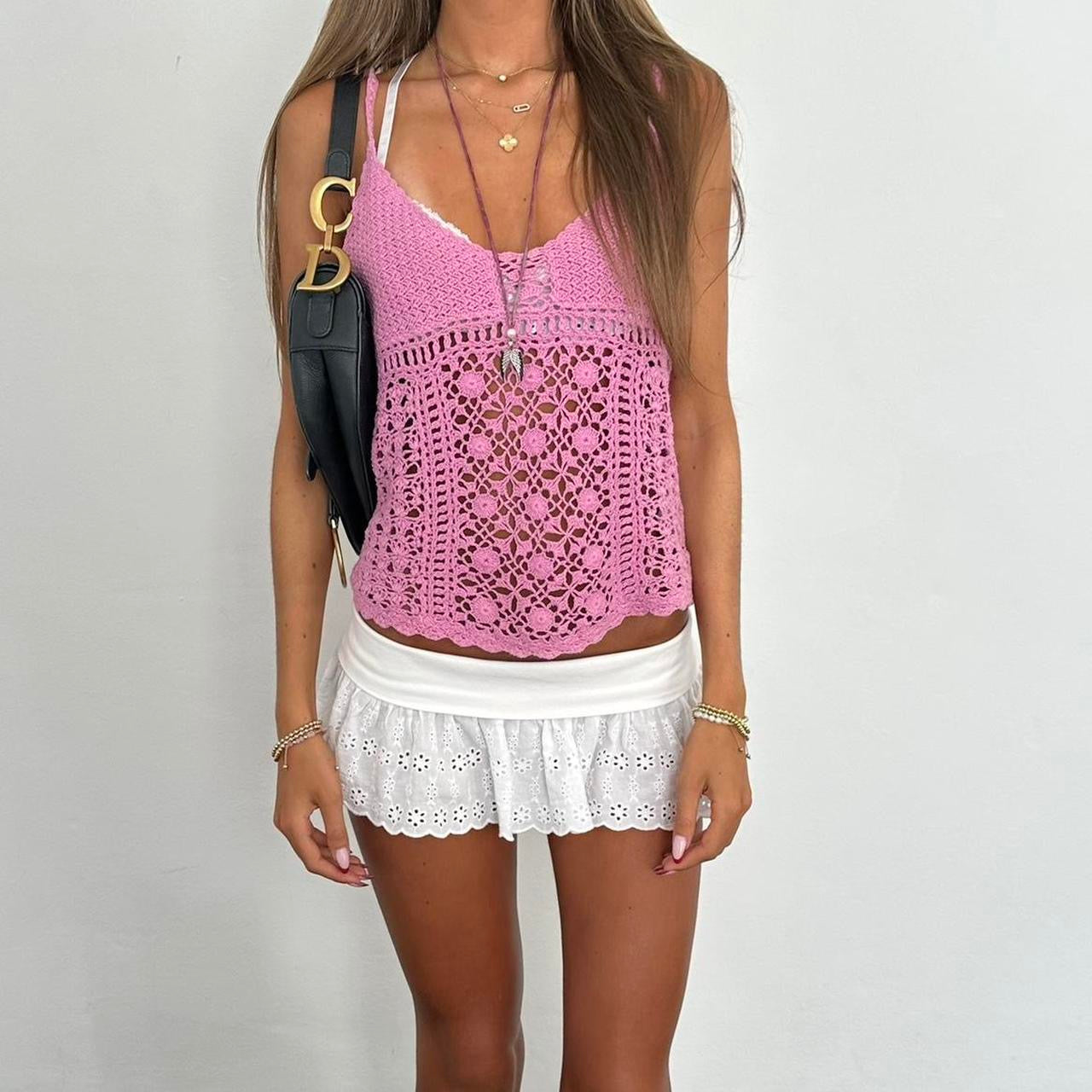 Vintage 2000’s pink crochet top