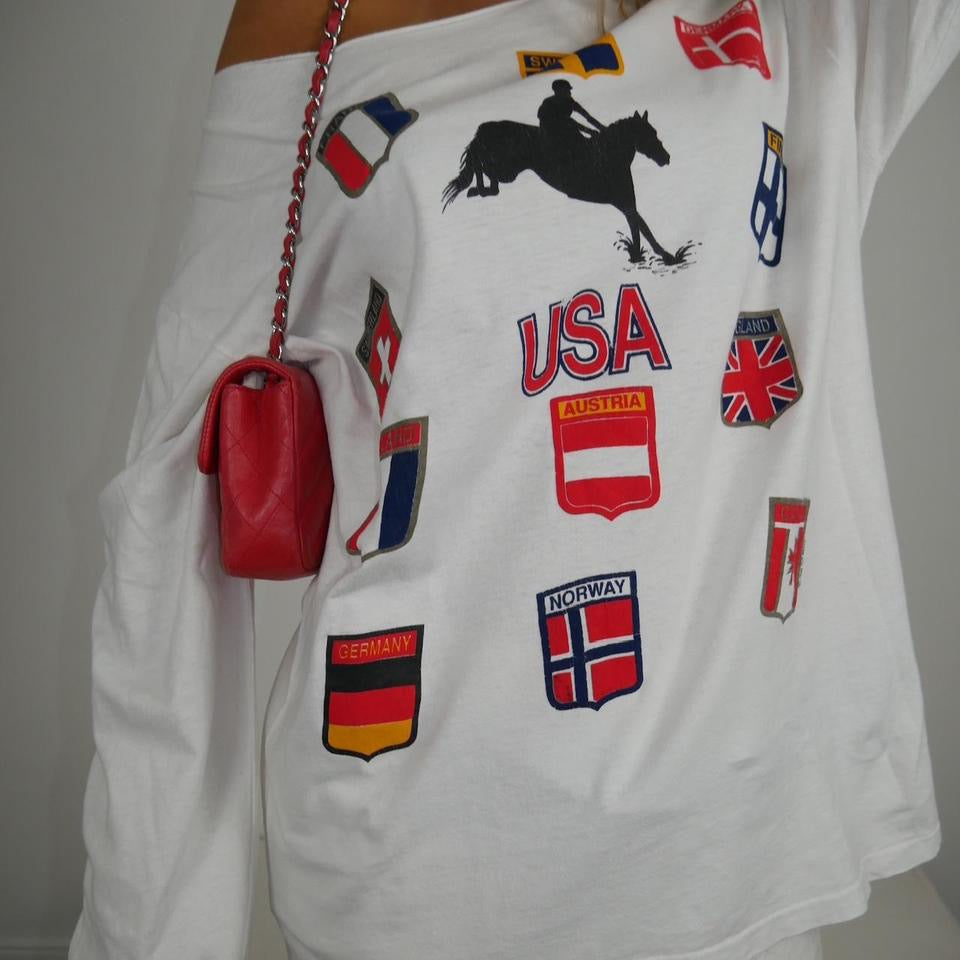 Vintage 90’s preppy flag long sleeves top