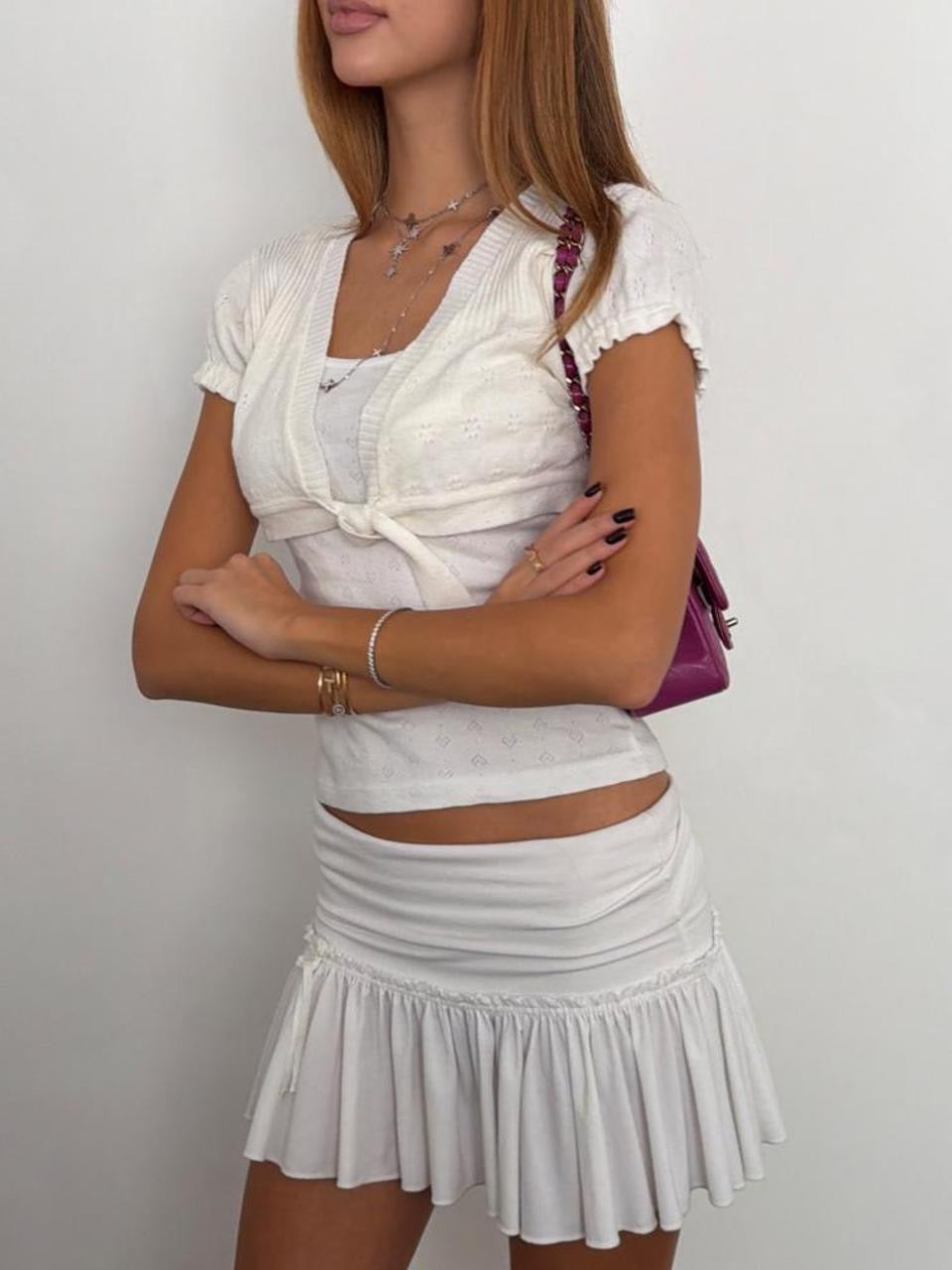 Vintage 00’s white tie up layering top