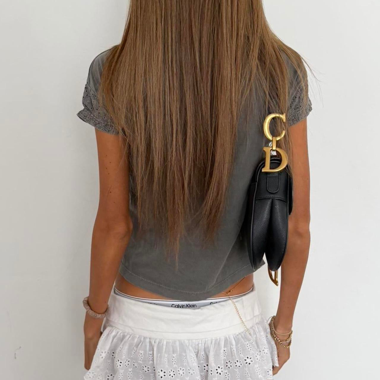 Vintage 00’s grey skull baby tee