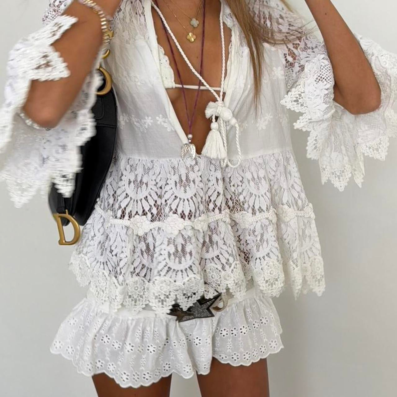 Vintage 00s white boho top