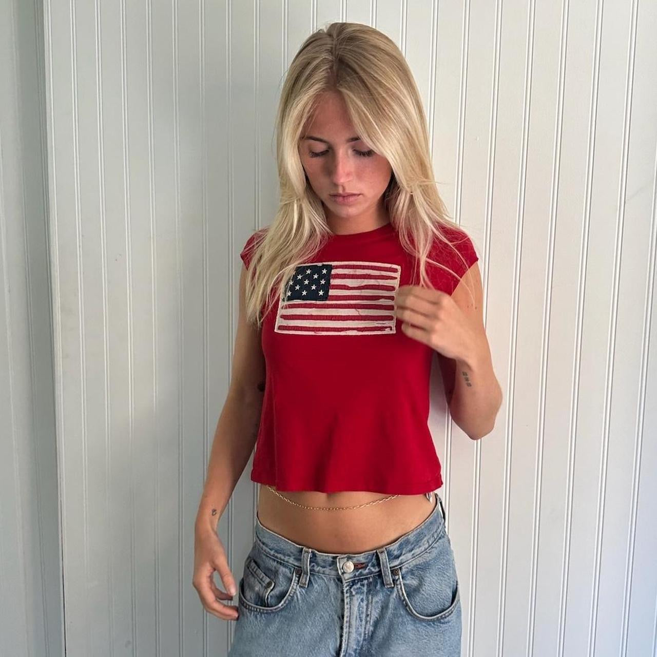 Vintage 90’s Ralph Lauren red flag baby tee