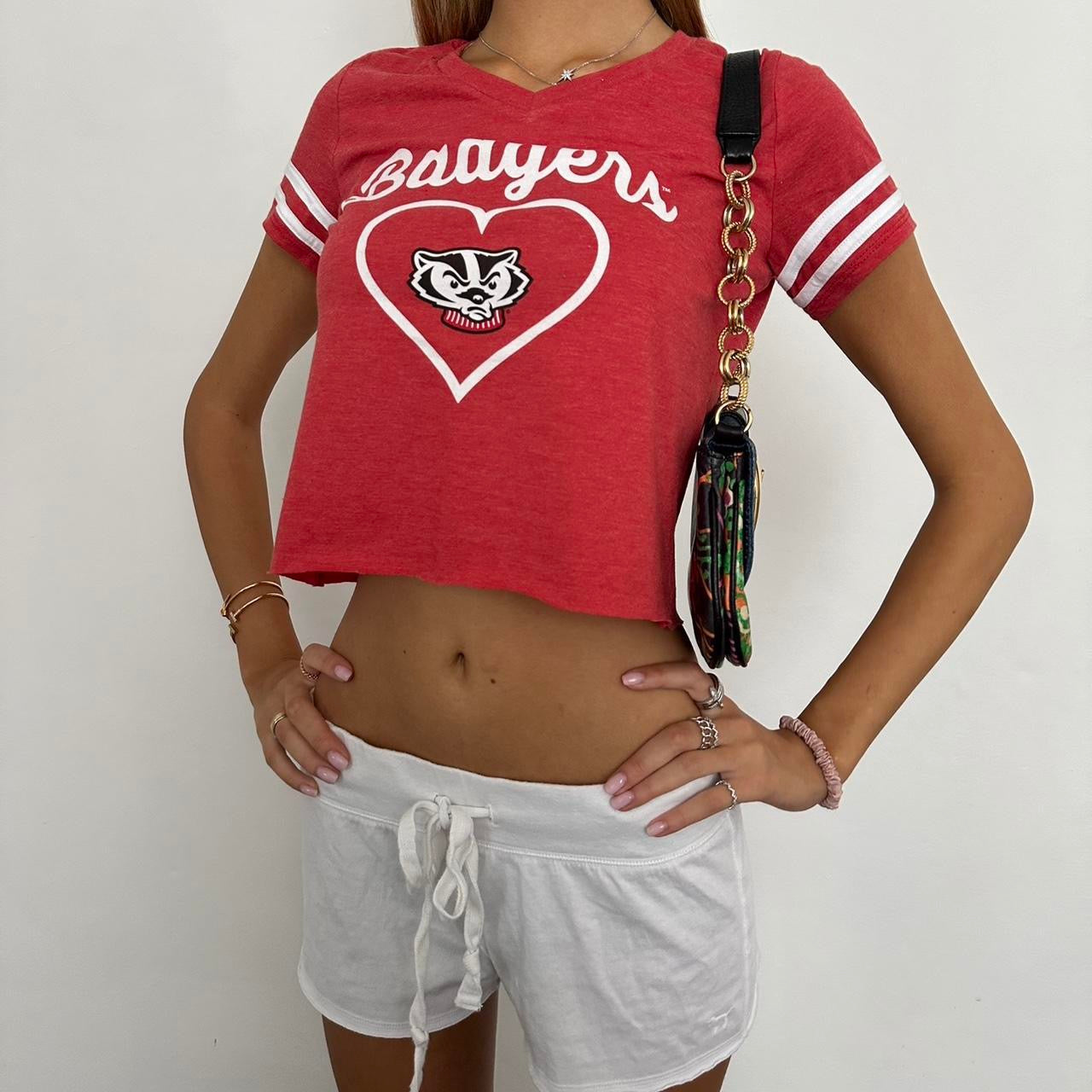 Vintage red badgers heart baby tee