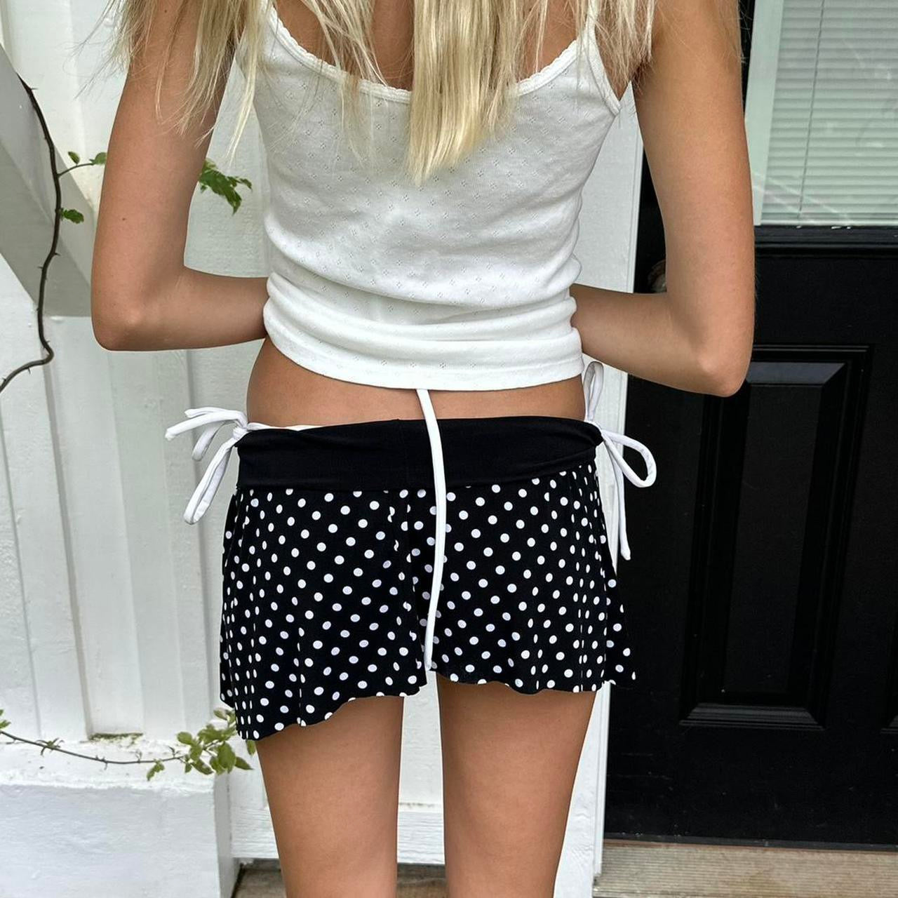Vintage 90’s polka dots folded waist mini skirt