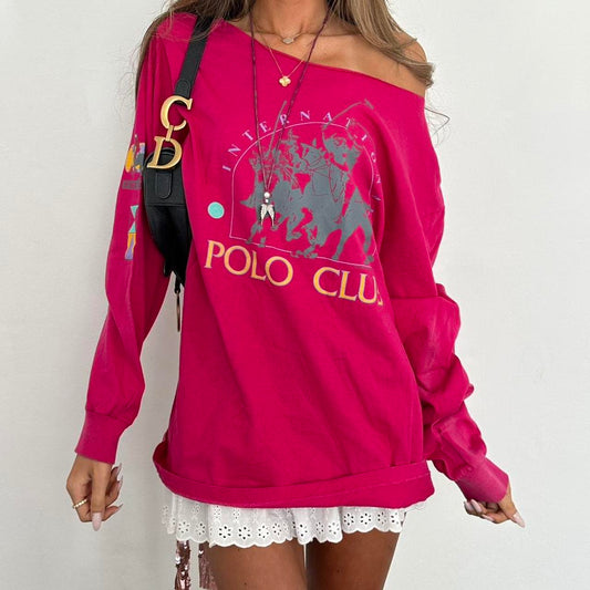 Vintage 00s pink polo club long sleeve top