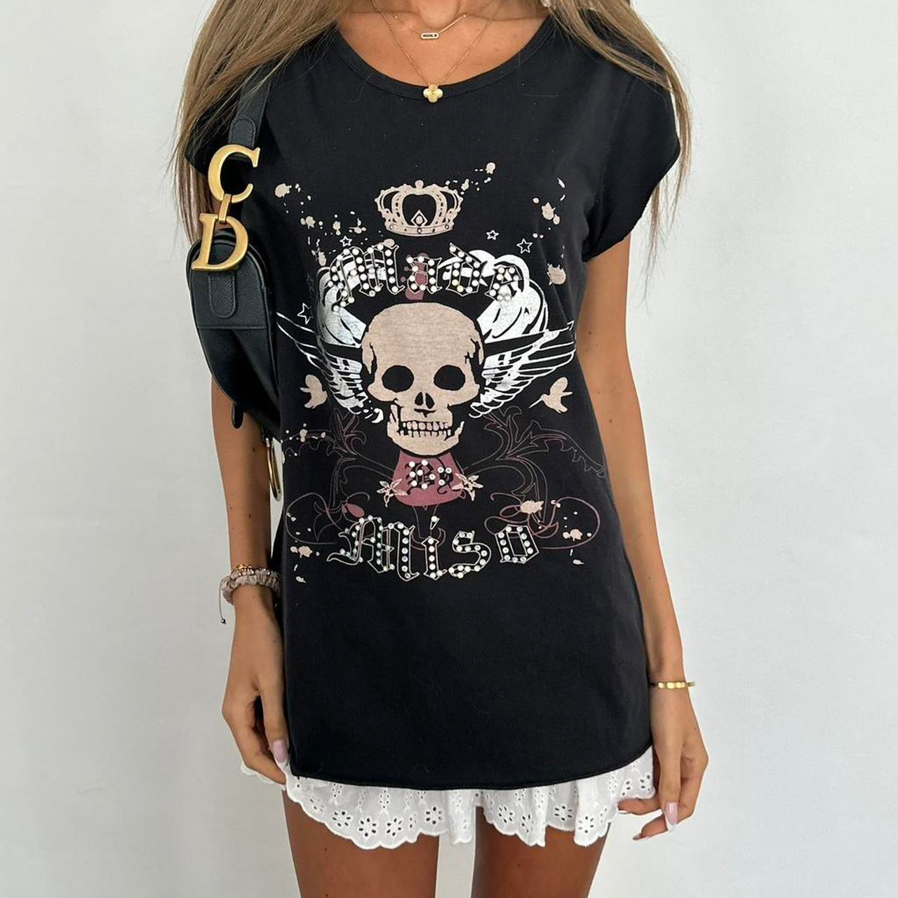 Vintage 2000s black skull top