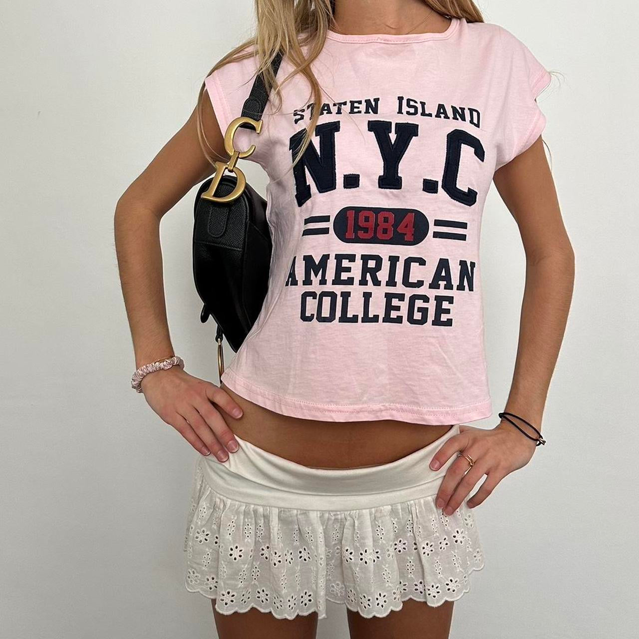 Vintage 90’s NYC American College baby tee