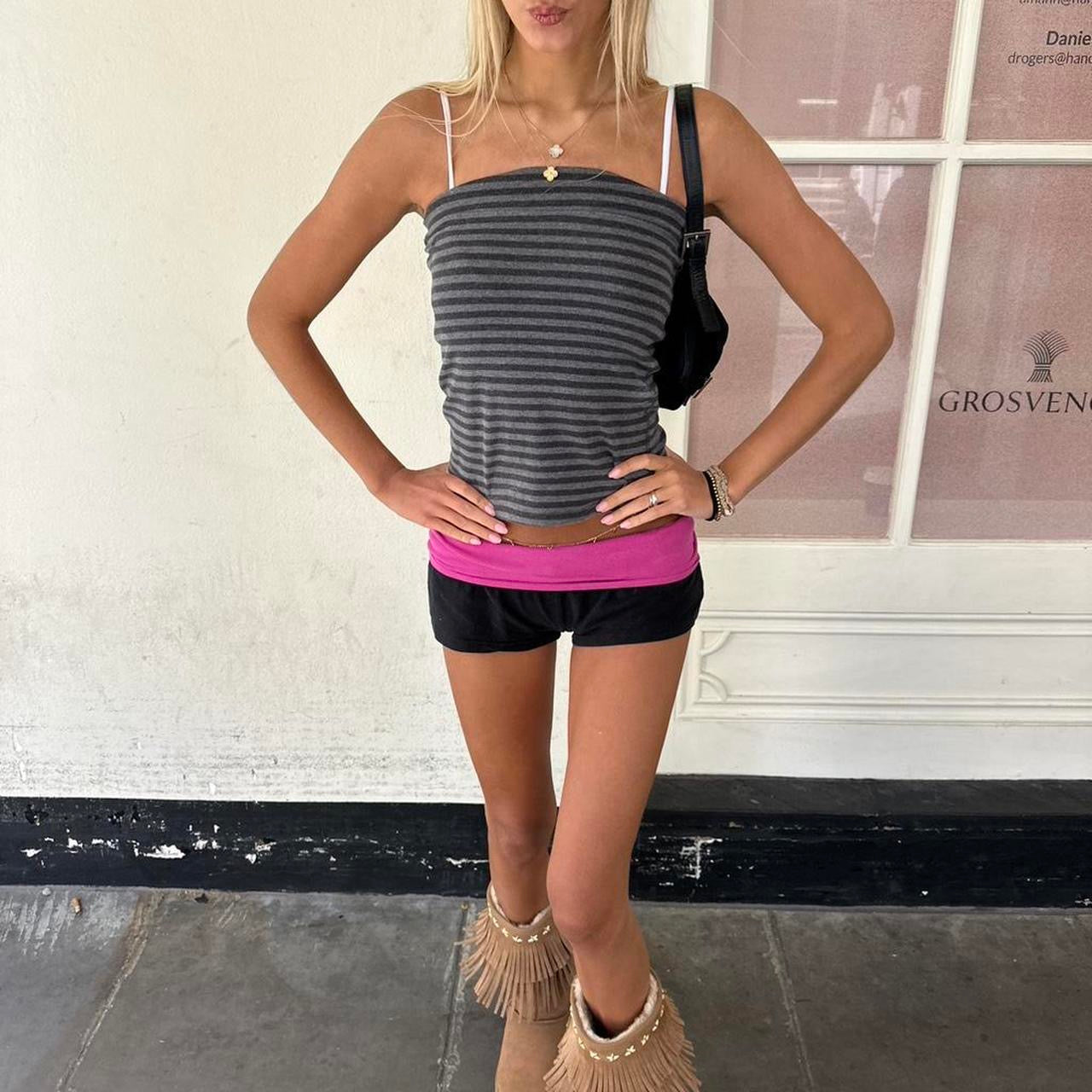 Vintage 00s grey striped strapless top