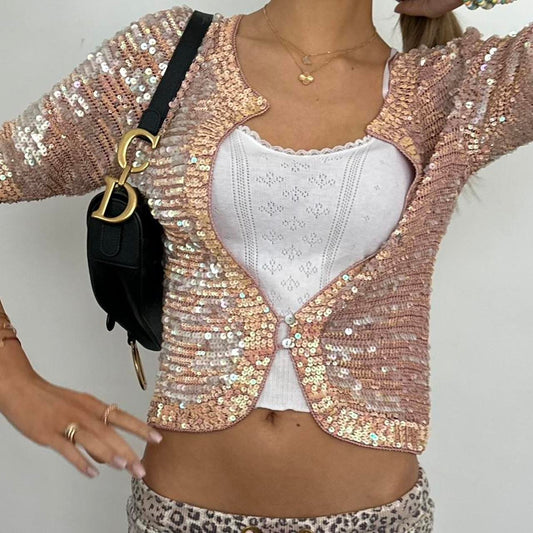 Vintage 90’s crochet sequin cardigan top