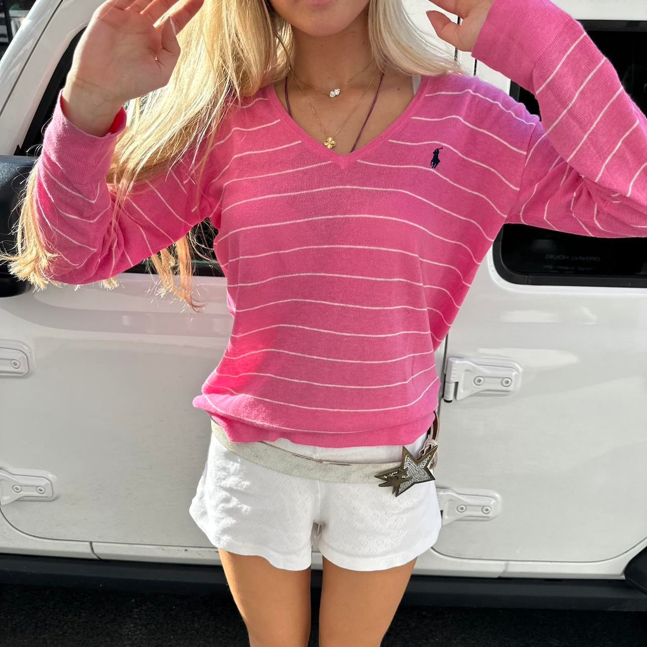 Vintage Ralph Lauren pink stripe long sleeve top