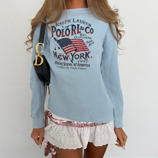 Vintage 90’s Polo Ralph Lauren blue long sleeve top
