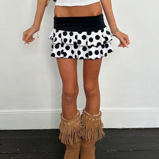 Vintage 90’s black polka dot layered mini skirt