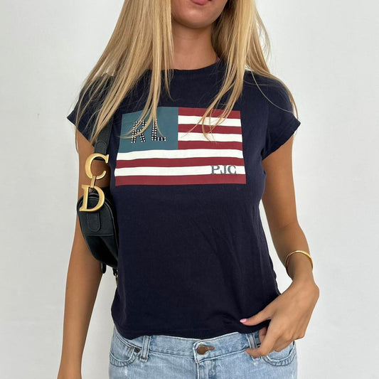 Vintage Ralph Lauren American flag navy baby tee
