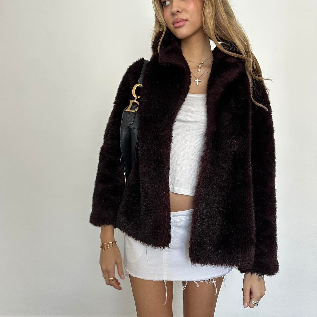 Vintage 2000’s brown faux fur jacket