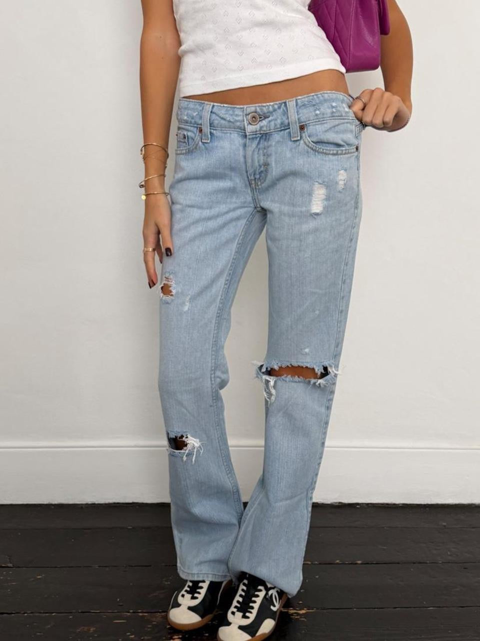 Vintage 00’s low rise distressed bootcut jeans