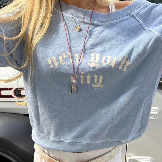 Vintage 90’s New York off the shoulder sweatshirt top