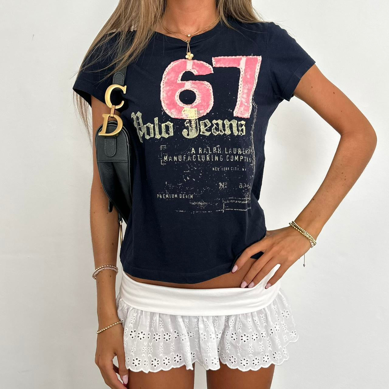 Vintage Ralph Lauren pink 67 graphic baby tee