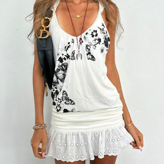 Vintage 2000’s butterfly white cami top