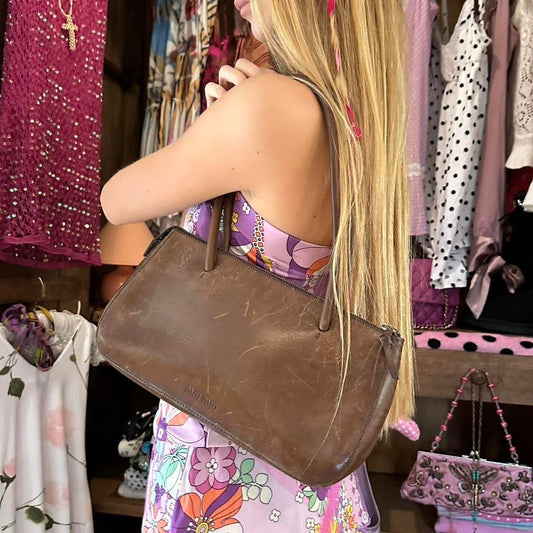 Vintage 90’s Miu Miu distressed leather handbag