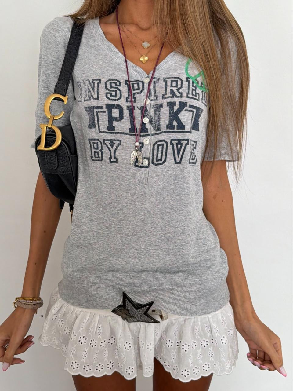 Vintage 00’s Victoria’s Secret grey graphic top
