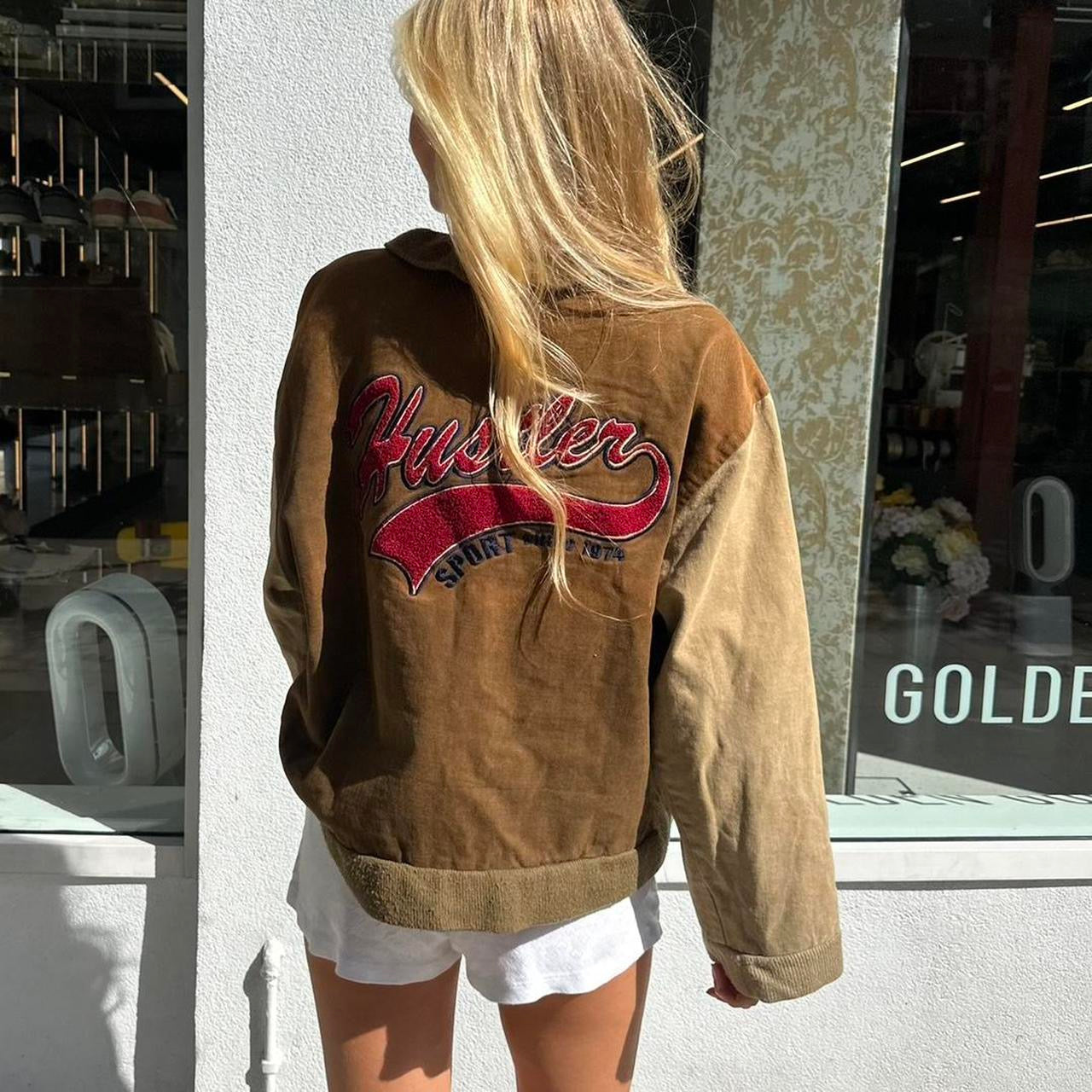 Vintage 90’s brown Hustler bomber jacket