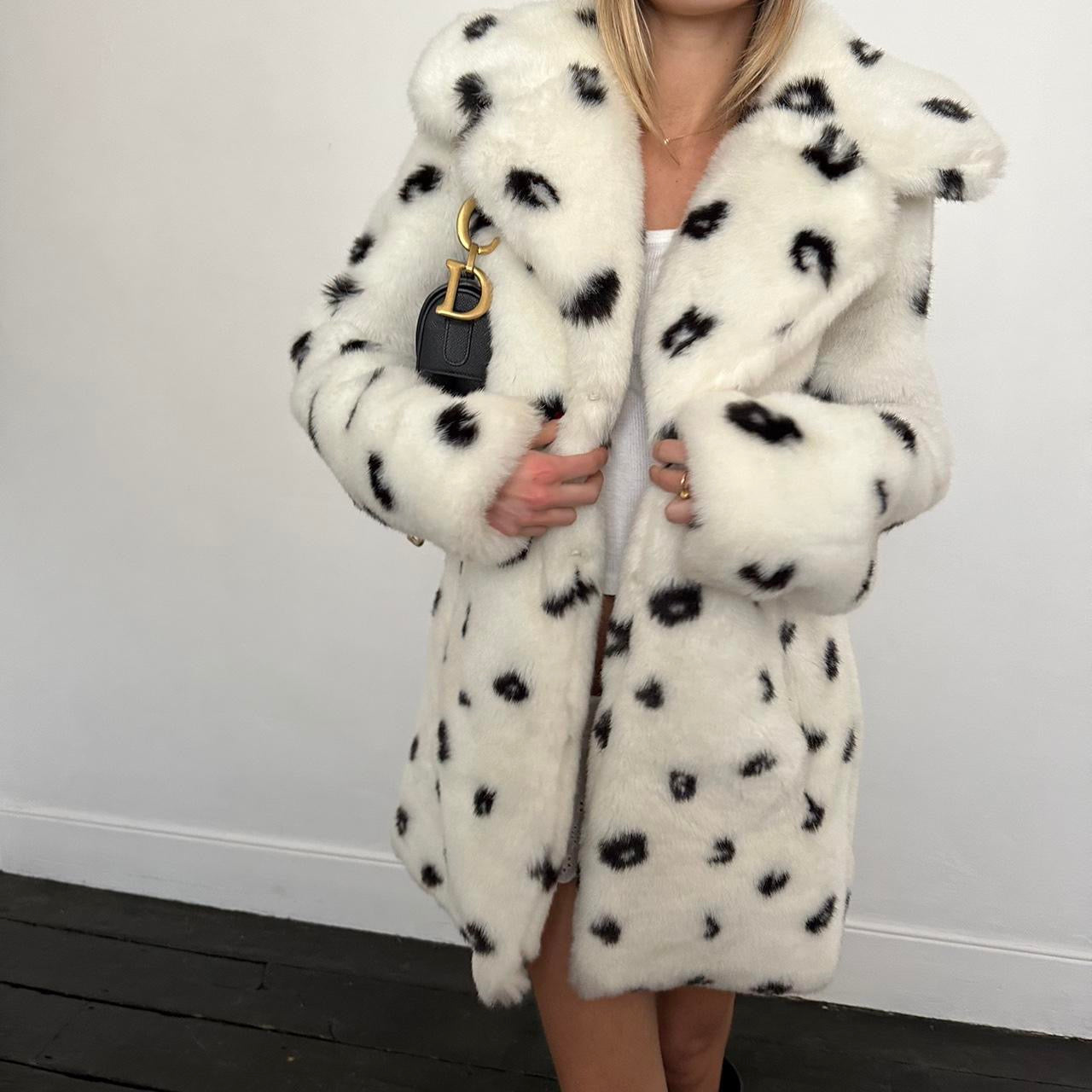 Vintage 2000’s black & white faux fur jacket