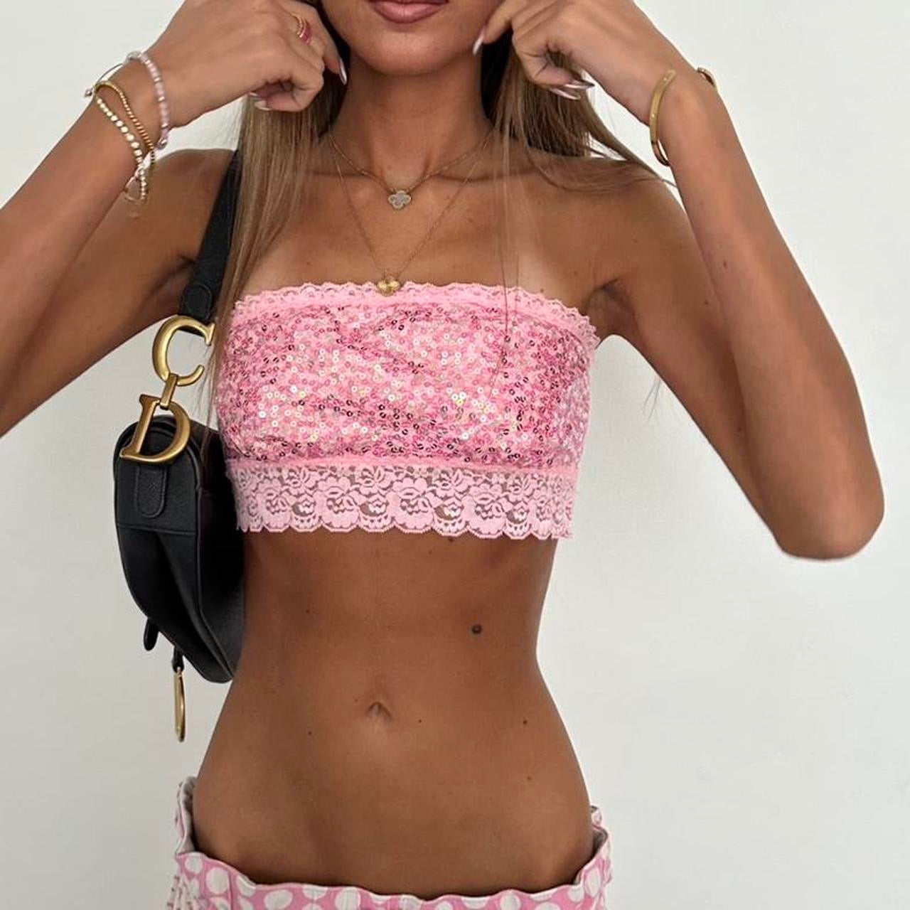 Vintage 00s Victoria’s Secret pink sequin bandeau top