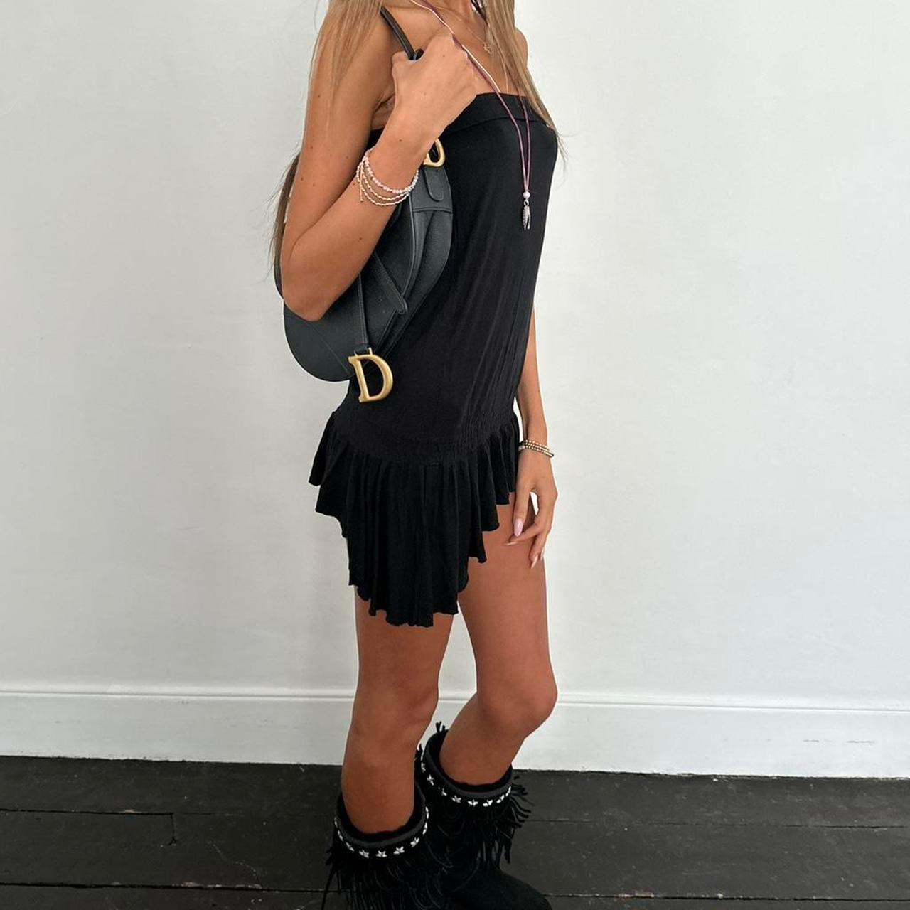 Vintage 2000’s black ruffle strapless dress