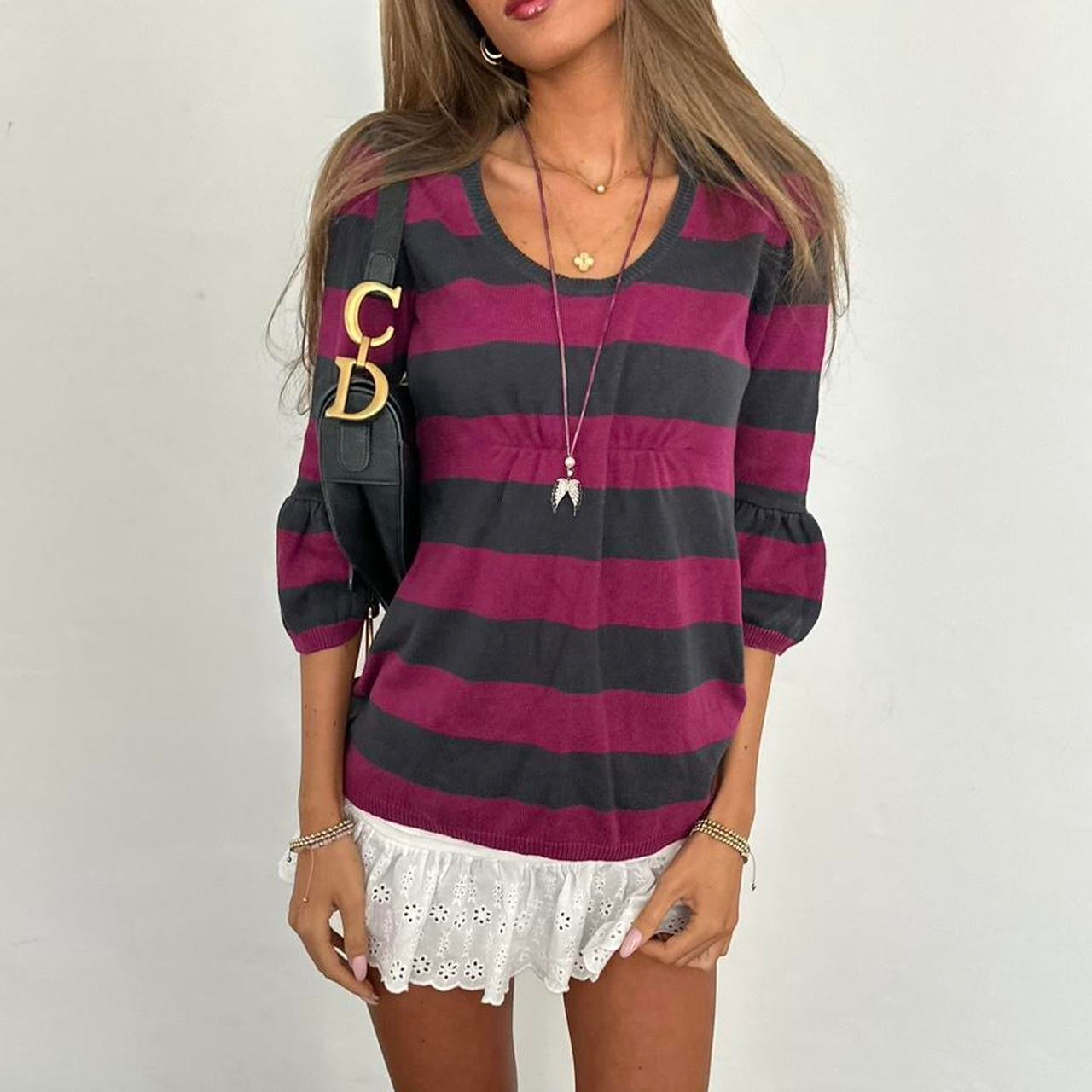 Vintage 2000’s Calvin Klein striped babydoll sweater top