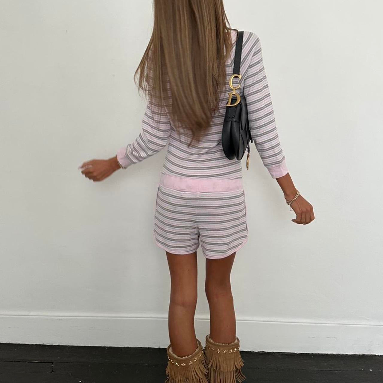 Vintage 2000’s Victoria’s Secret striped pink & grey romper