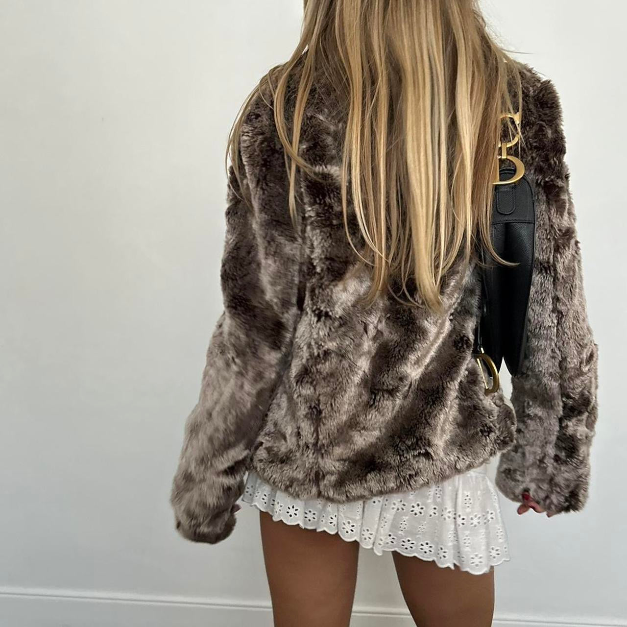 Vintage 2000’s brown faux fur jacket