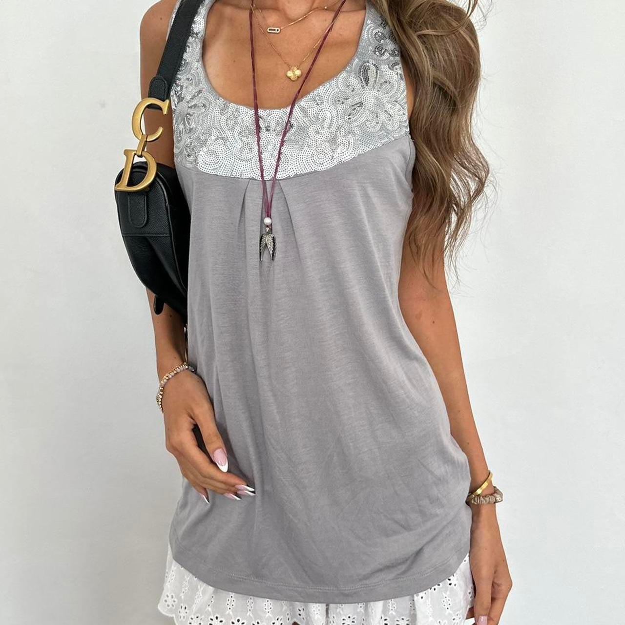 Vintage 2000s silver sequin top