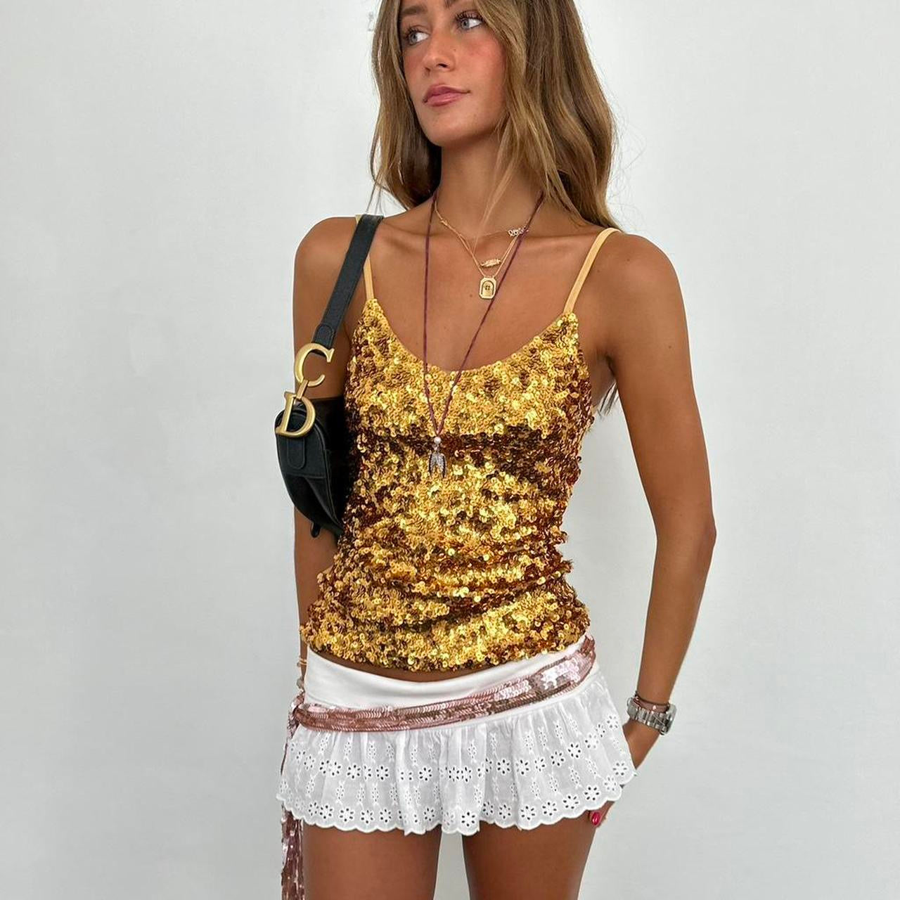 Vintage gold sequin tank top