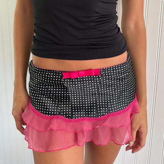 Vintage early 2000s polka dot print mini skirt