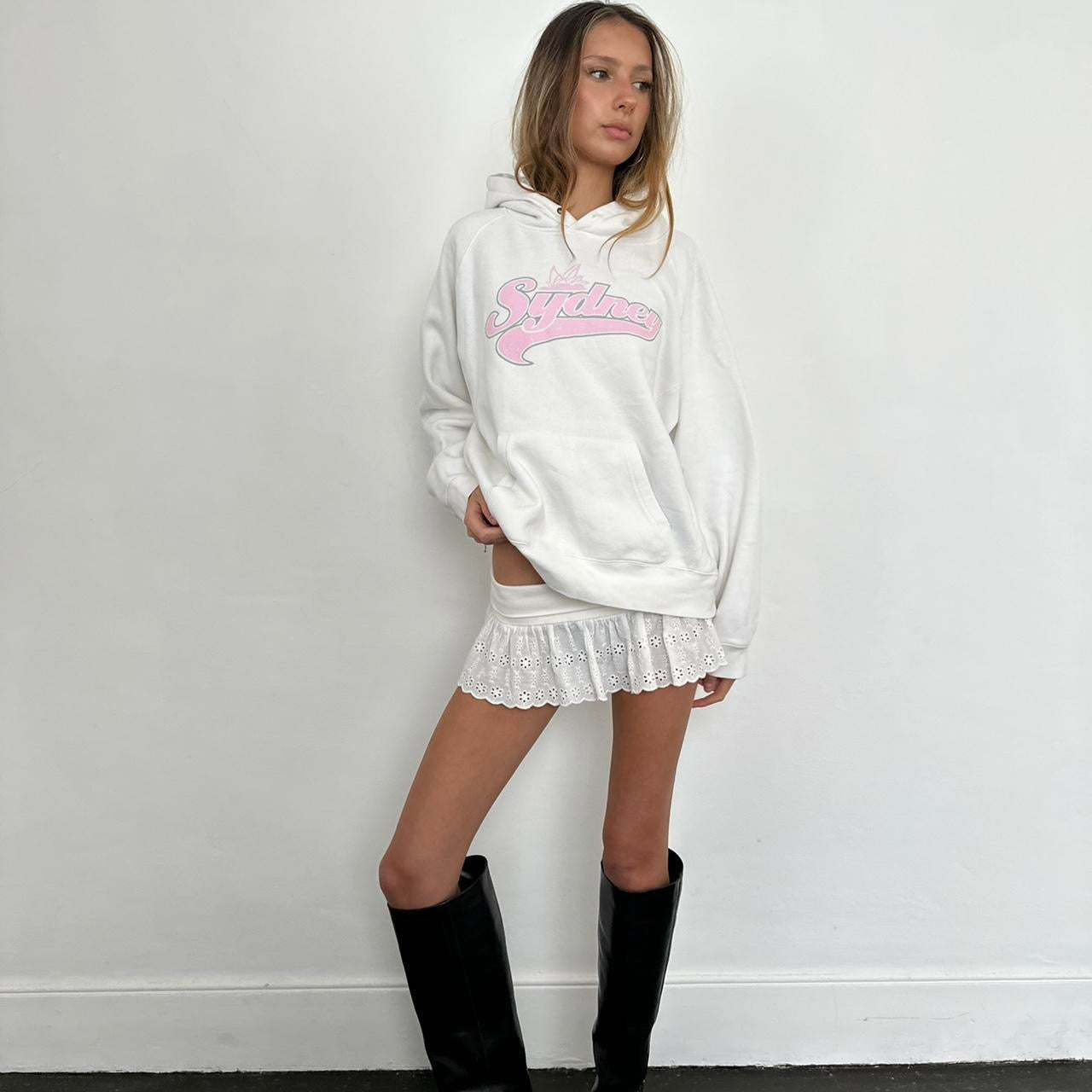 Vintage Sydney 90s white pink hoodie