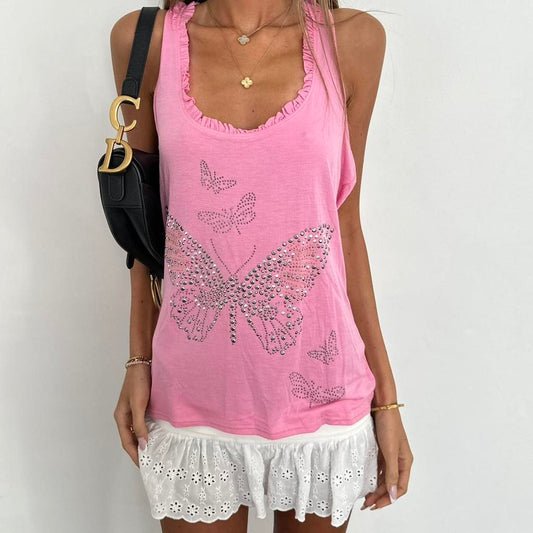 Vintage 00s pink butterfly top