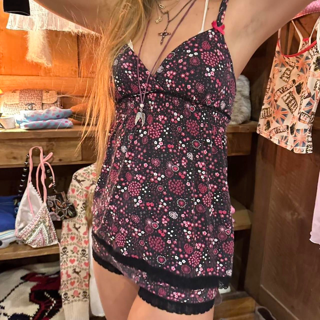 Vintage 90’s floral pattern shorts and cami set