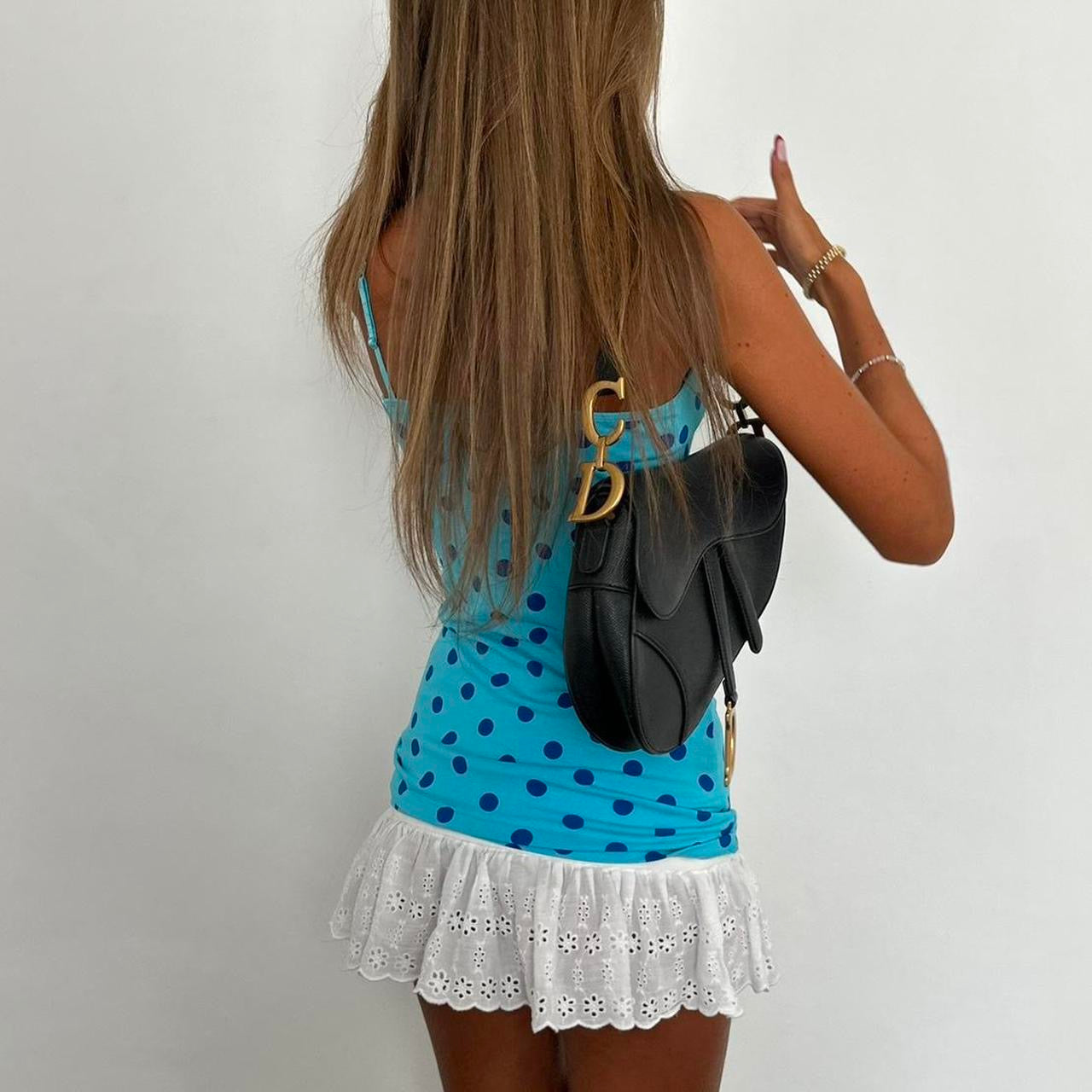 Vintage 2000’s blue polka dot cami top