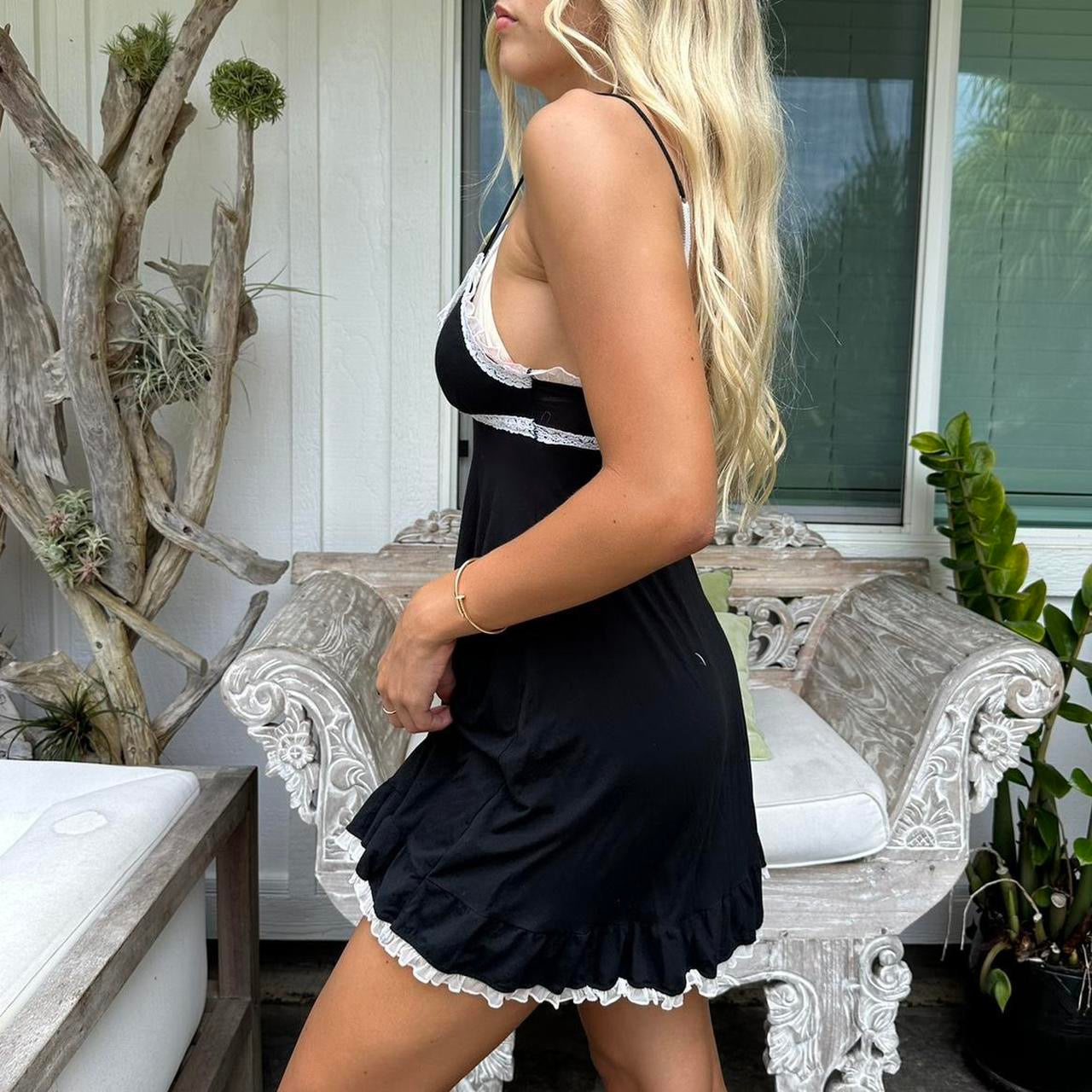 Vintage Victorias Secret black lace dress