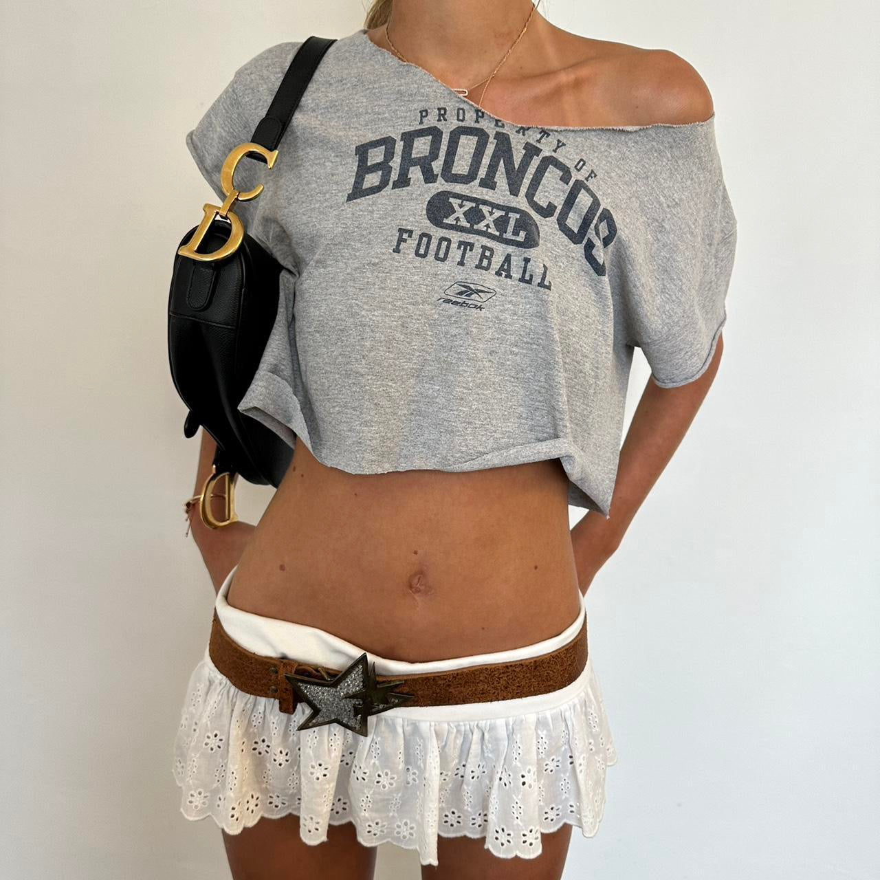 Vintage Broncos grey cropped top