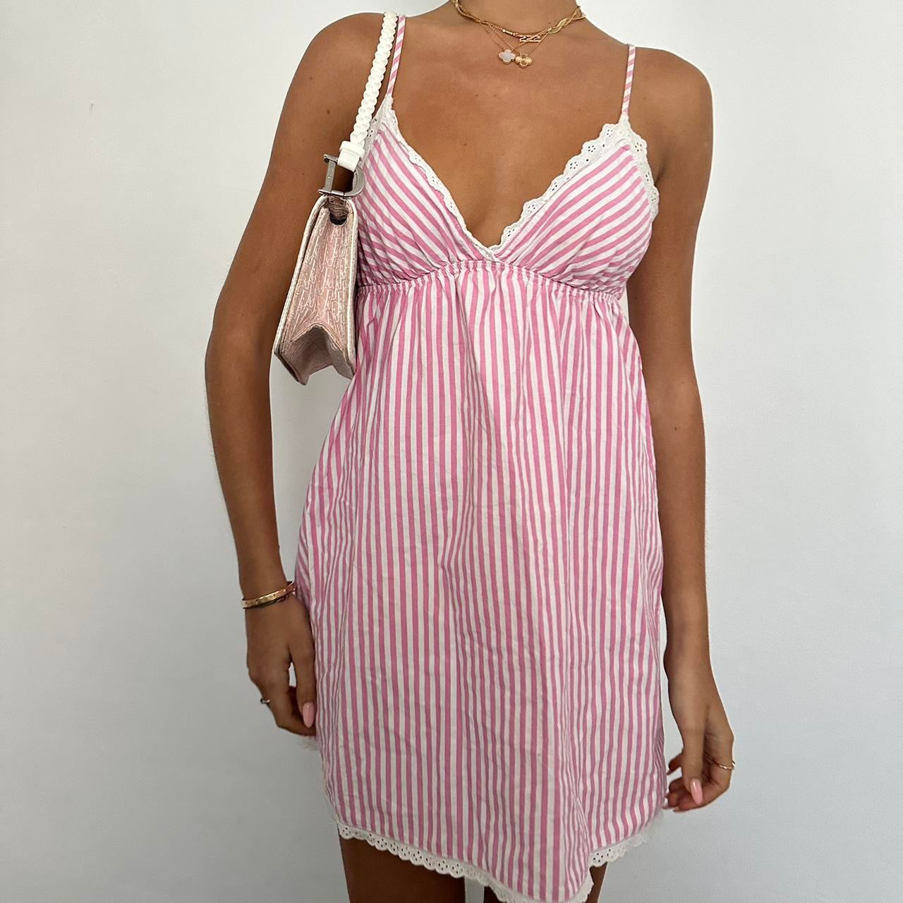 Vintage pink striped babydoll dress