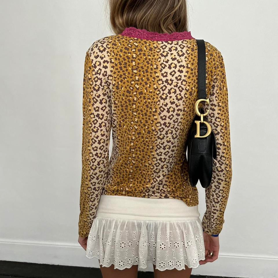 Vintage 90’s lace leopard print cardigan