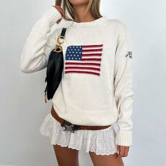 Vintage Gant American flag knitted white jumper
