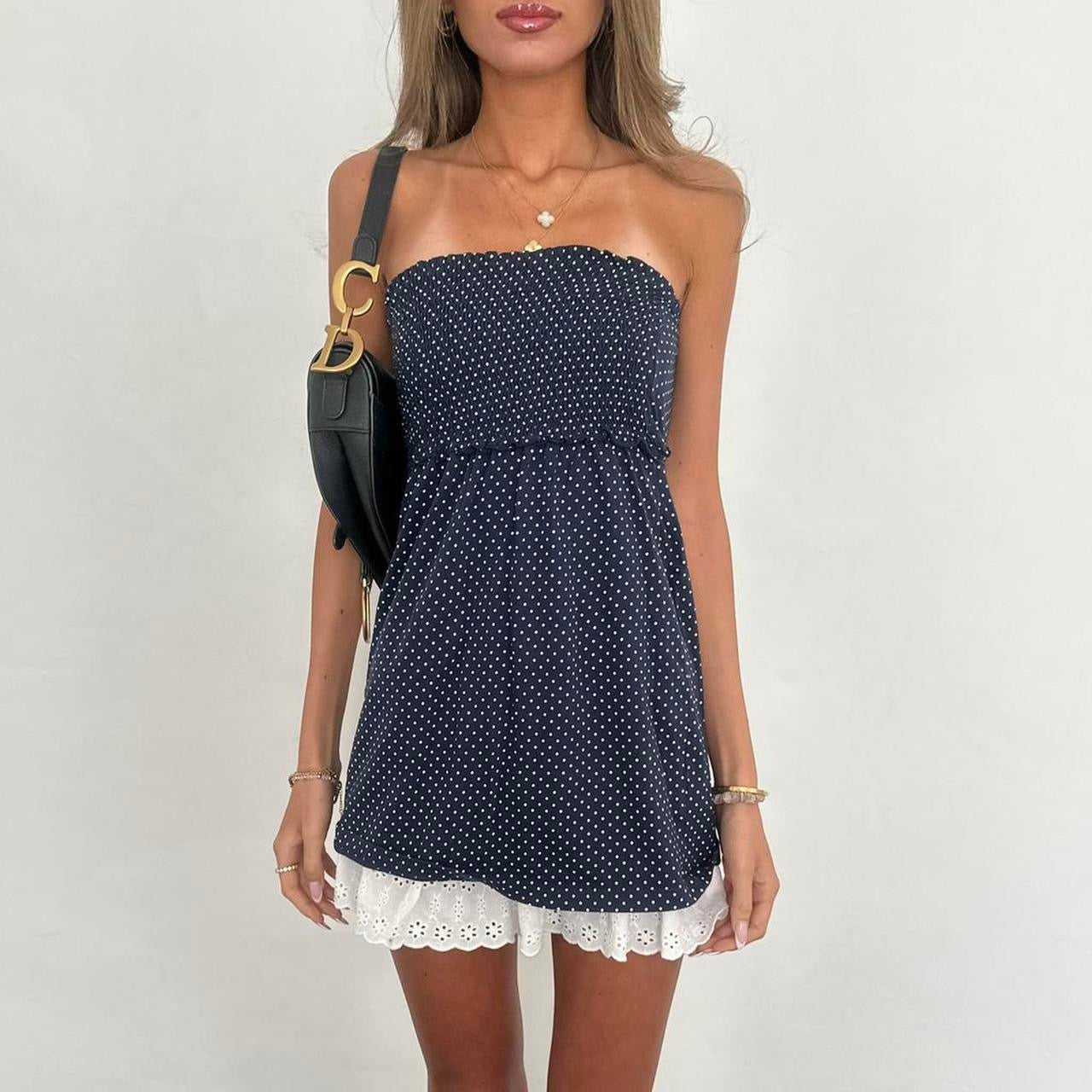 Vintage 00s polka dot strapless top