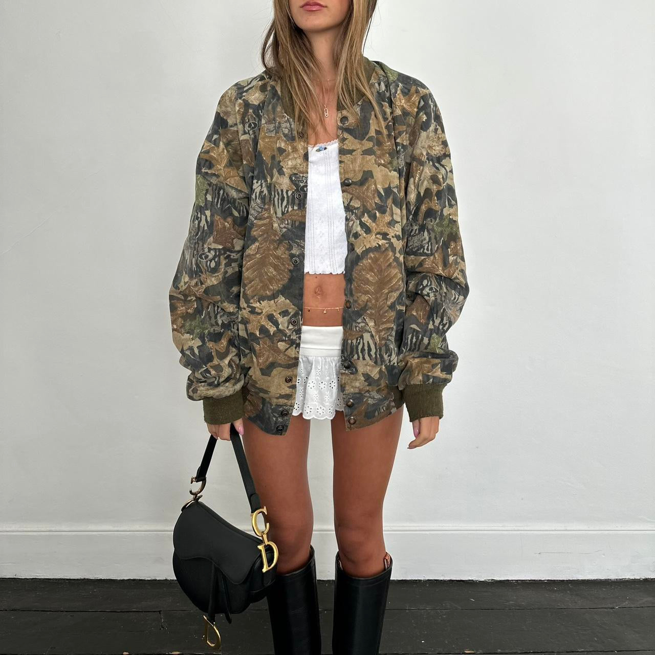 Vintage 90s camouflage bomber jacket 🤍