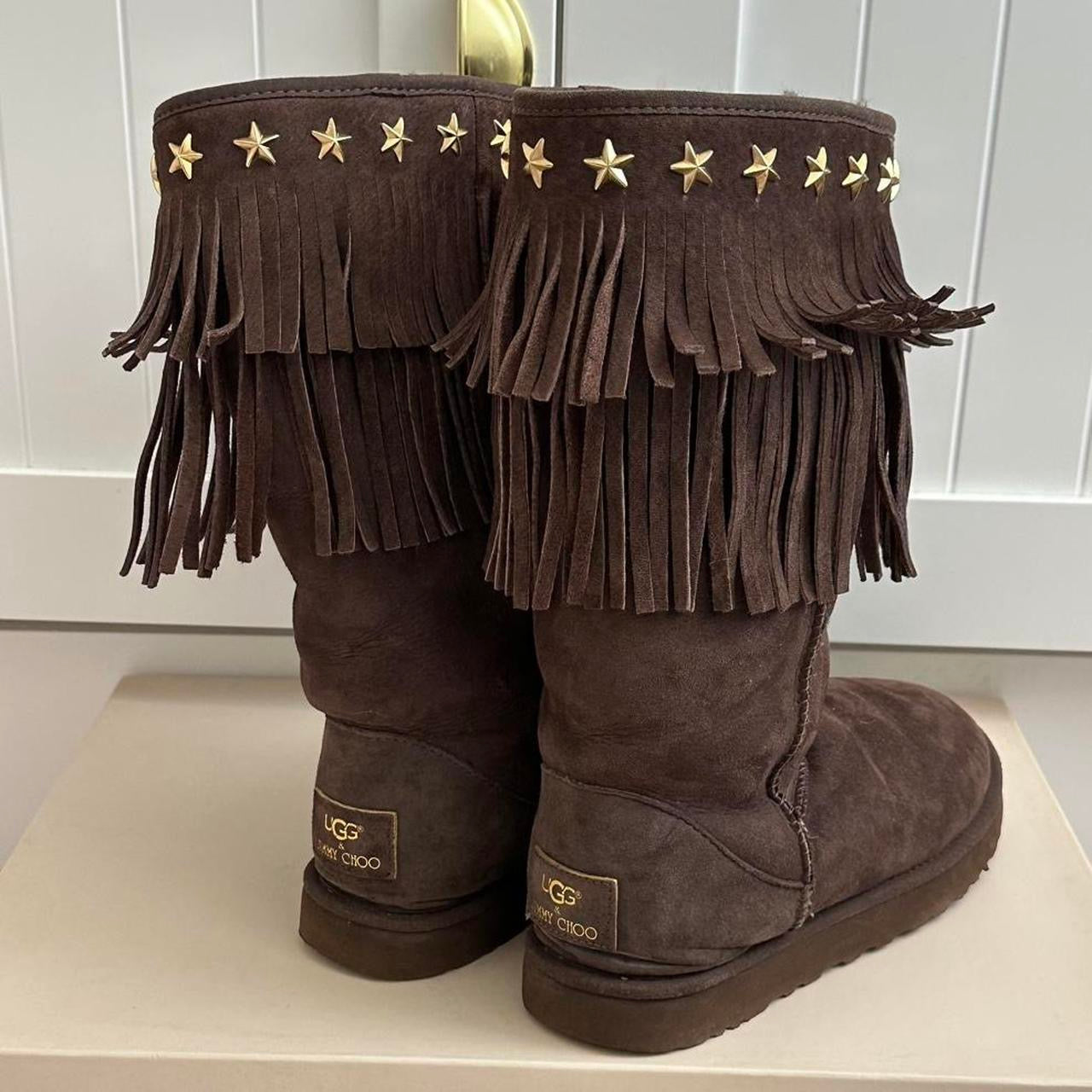 Vintage chocolate brown 2010 Jimmy Choo X Ugg boots – Chelsea Thrift